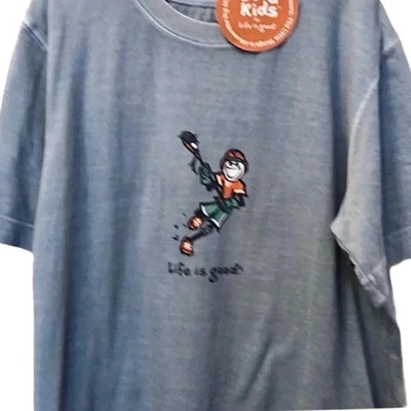 LIFE IS GOOD NWT BLUE TOP TEE TSHIRT SHIRT BOYS GIRLS SUMMER FALL CASUAL SIZE 10 - Picture 1 of 4
